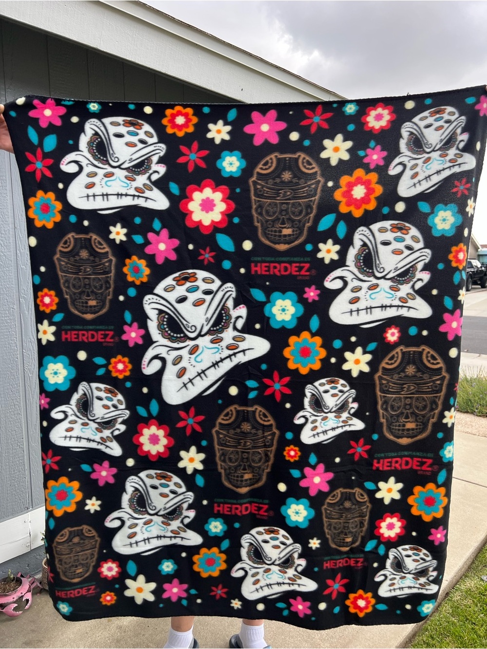 Anaheim Ducks NHL hockey fleece throw blanket sugar skull Dia De Los Muertos NEW